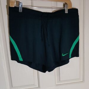 Nike Women's Black and Green Athletic Shorts